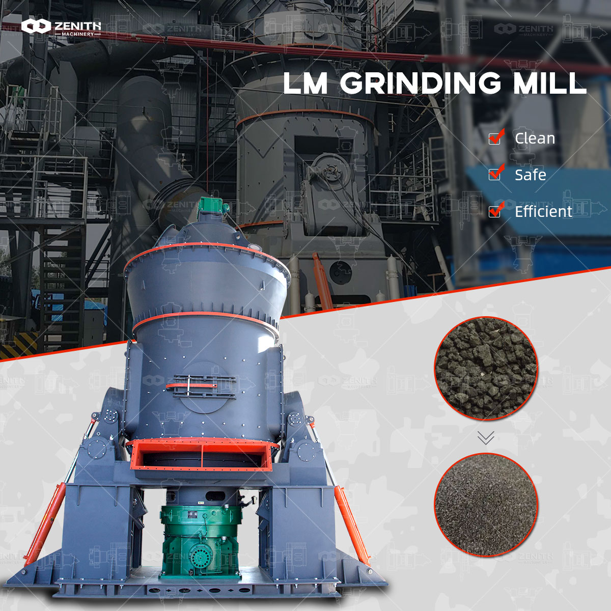 LM Vertical Mill installed in an industrial mineral processing plant grinding bauxite.